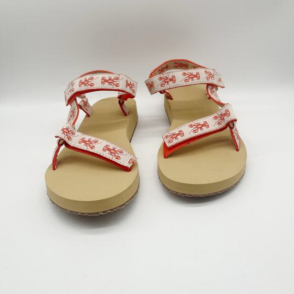 L.L. Bean x Sara Fitz Women's Main Isle Lobster Print Sandals Size 10 EUC - Picture 7 of 10